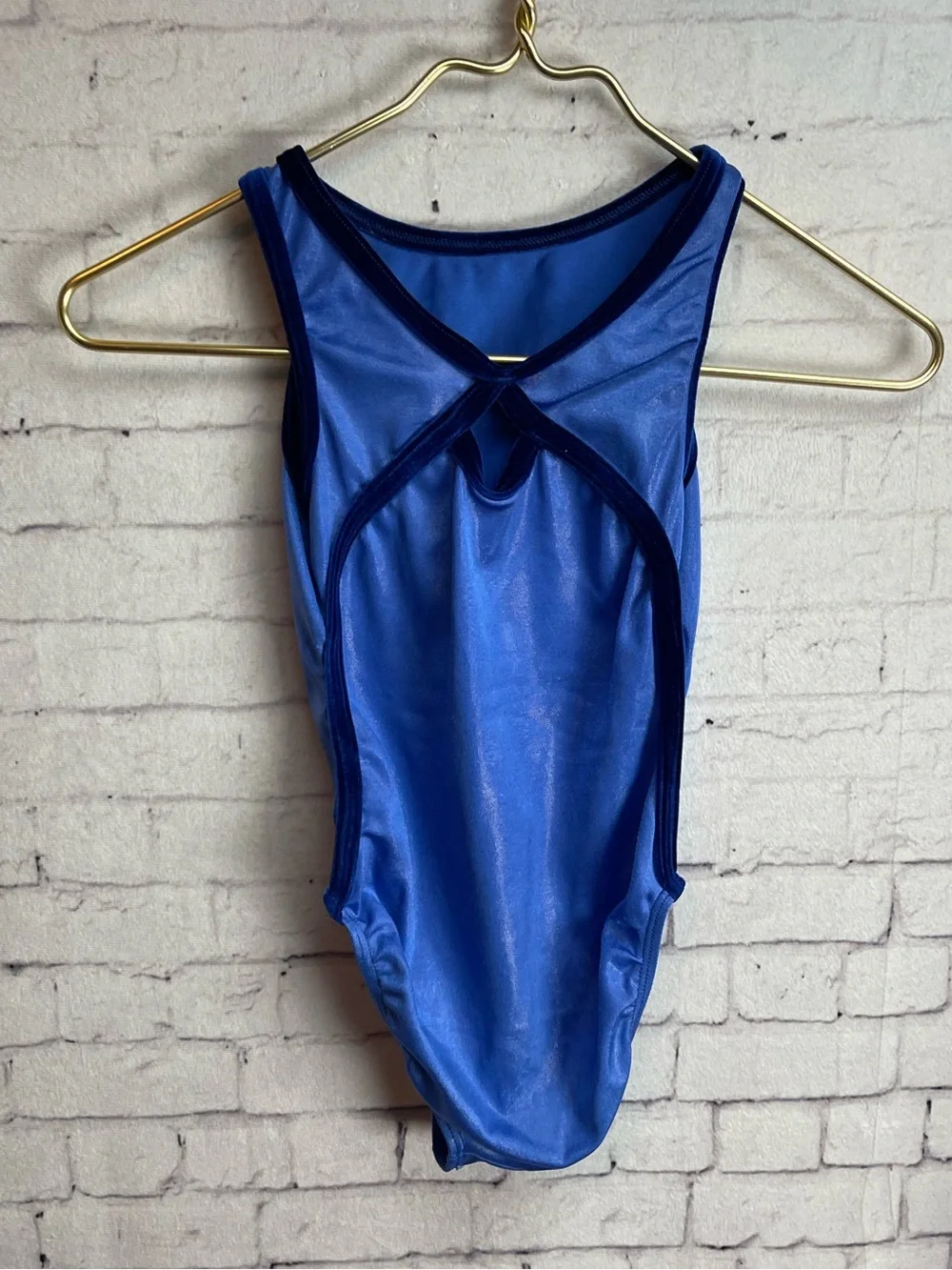 GK child’s large blue leotard gymnastics